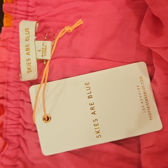 💕SKIES ARE BLUE💕 Tropical Print Skirt ~ Pretty In Pink Large L NWT - Picture 9 of 12